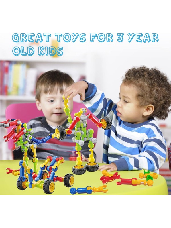 Kids Building Kit STEM Toys, 110 Pcs Educational Construction Engineering Building Blocks DIY Learning Set for Ages 3-10 Year Old Boys Girls, Best Gift for Children Creative Games Fun Play