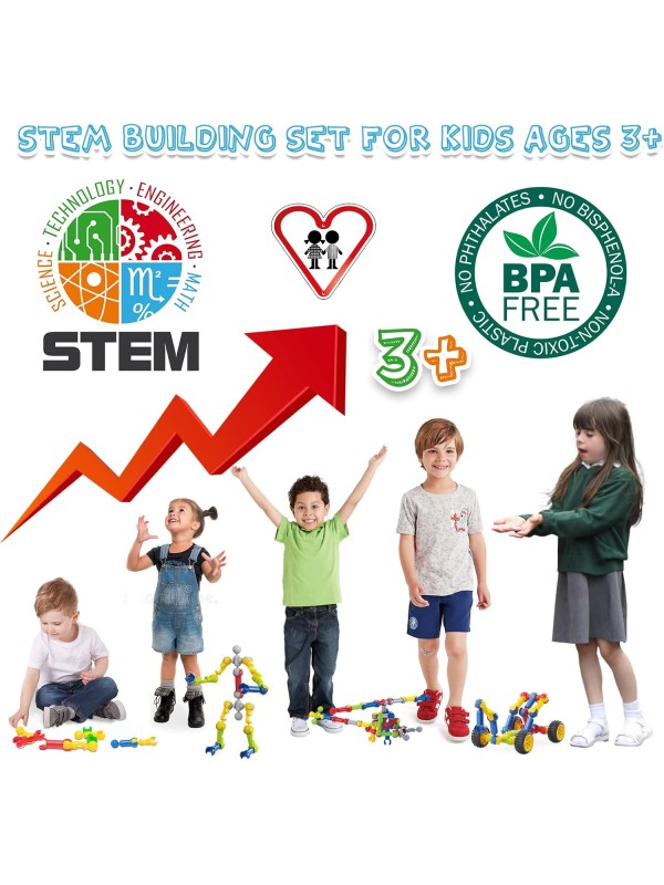 Kids Building Kit STEM Toys, 110 Pcs Educational Construction Engineering Building Blocks DIY Learning Set for Ages 3-10 Year Old Boys Girls, Best Gift for Children Creative Games Fun Play