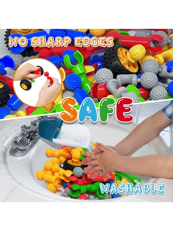 Kids Building Kit STEM Toys, 110 Pcs Educational Construction Engineering Building Blocks DIY Learning Set for Ages 3-10 Year Old Boys Girls, Best Gift for Children Creative Games Fun Play