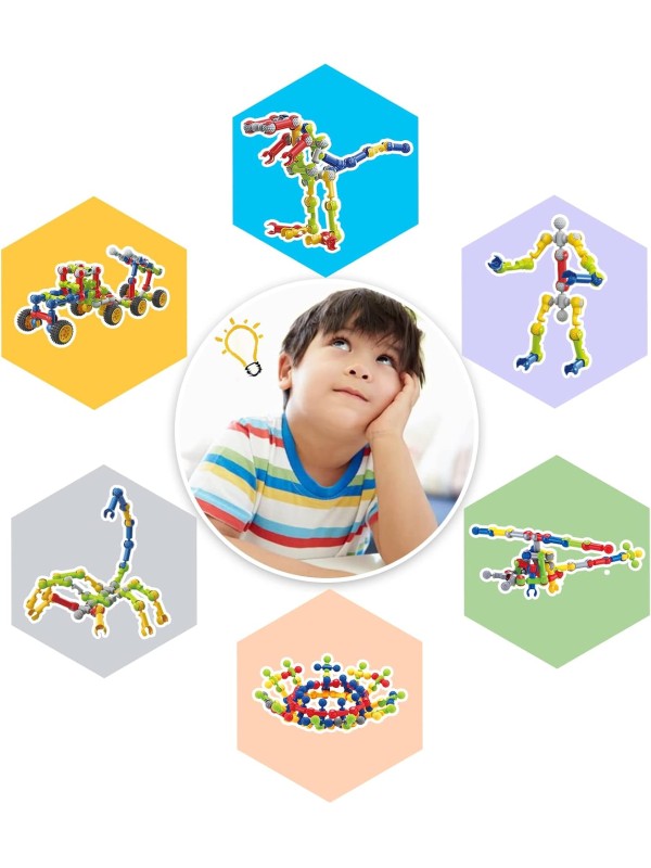 Kids Building Kit STEM Toys, 110 Pcs Educational Construction Engineering Building Blocks DIY Learning Set for Ages 3-10 Year Old Boys Girls, Best Gift for Children Creative Games Fun Play