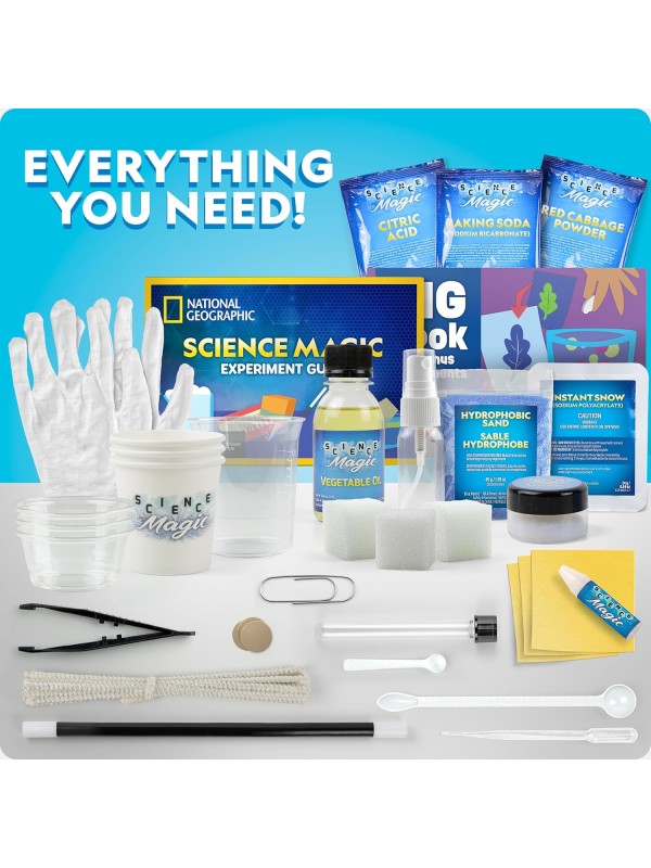NATIONAL GEOGRAPHIC Science Magic Kit – Science Kit for Kids with 100+ Unique Experiments and Magic Tricks, Chemistry Set and STEM Project, A Great Gift for Boys and Girls (Amazon Exclusive)