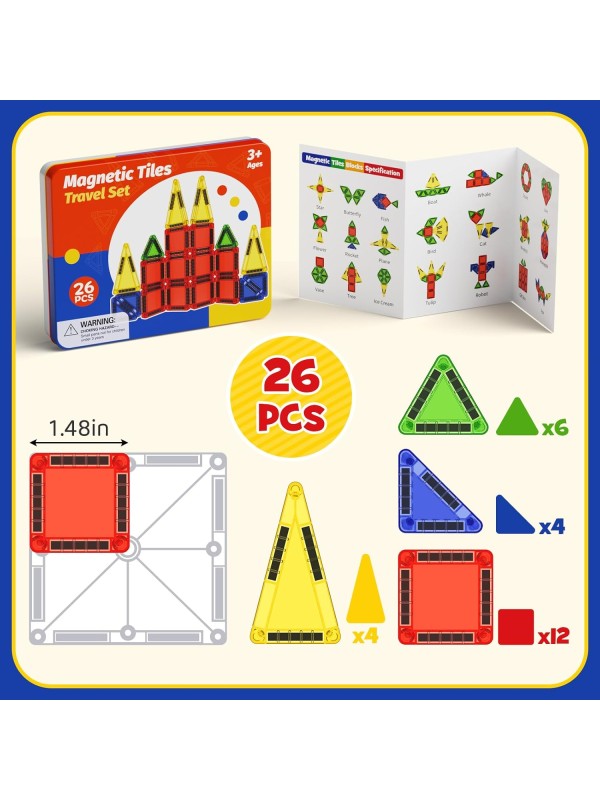 Magnetic Tile Mini Diamond Set Travel Size Magneti...