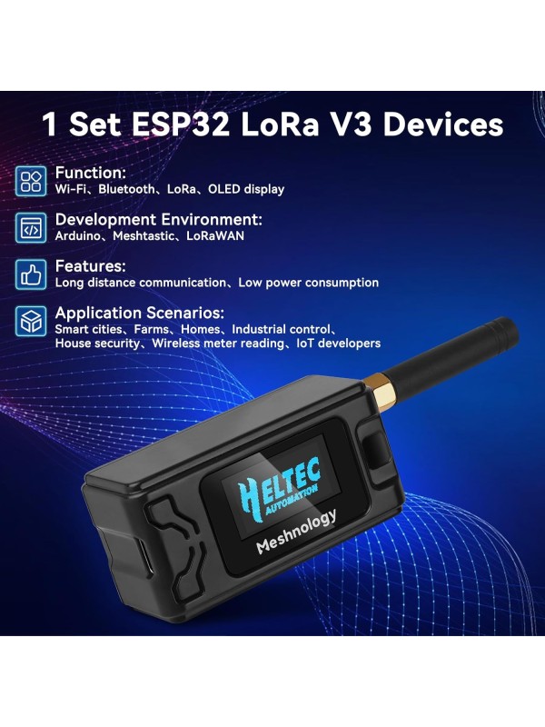 2 Pack ESP 32 Lo Ra V3 Development Board + 1100mAh Battery + Protect Case Set - with 915MHz Antenna and SX 1262 Lo Ra V3 Devices for Mesh Tastic Ar duino Lo Rawan IoT (N30 Version, Black)