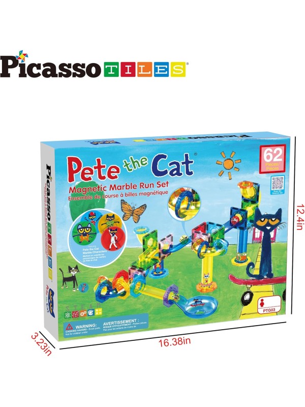 PicassoTiles 108pc 3-in-1 Marble Run Car Race Trac...