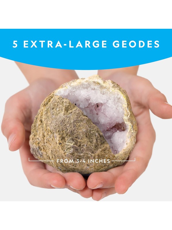 National Geographic Break Open 10 Premium Geodes – Includes Goggles & 2 Display Stands - Great STEM Science Kit, Geology Gift for Kids, Break Your Own Geodes with Crystals