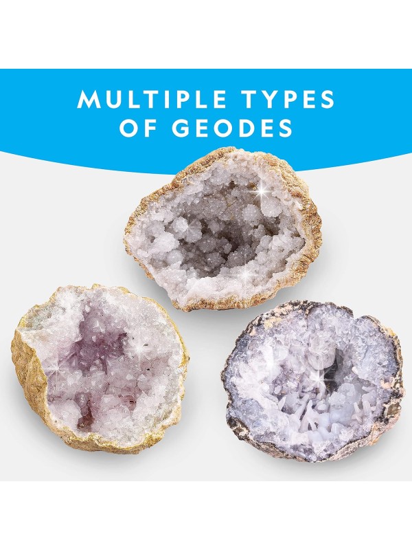 National Geographic Break Open 10 Premium Geodes – Includes Goggles & 2 Display Stands - Great STEM Science Kit, Geology Gift for Kids, Break Your Own Geodes with Crystals