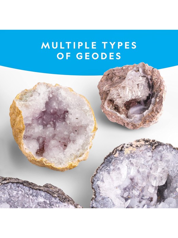 National Geographic Break Open 10 Premium Geodes – Includes Goggles & 2 Display Stands - Great STEM Science Kit, Geology Gift for Kids, Break Your Own Geodes with Crystals