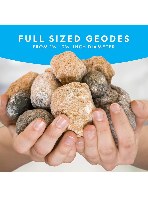 National Geographic Break Open 10 Premium Geodes – Includes Goggles & 2 Display Stands - Great STEM Science Kit, Geology Gift for Kids, Break Your Own Geodes with Crystals