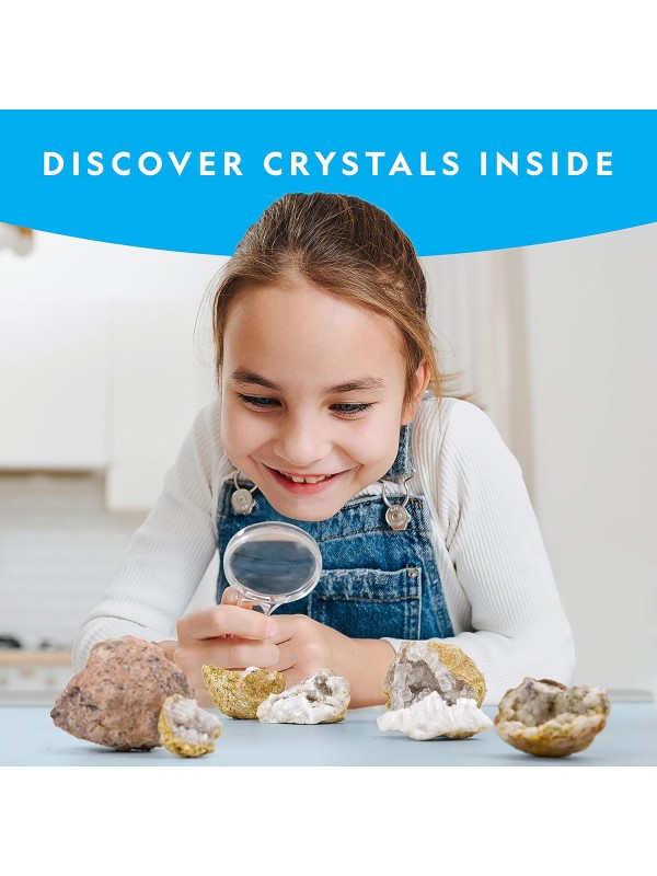 National Geographic Break Open 10 Premium Geodes – Includes Goggles & 2 Display Stands - Great STEM Science Kit, Geology Gift for Kids, Break Your Own Geodes with Crystals