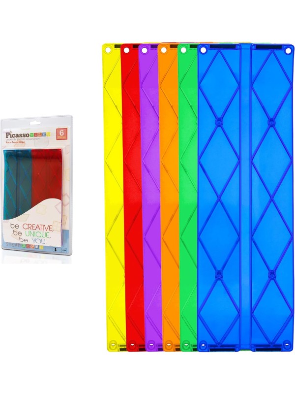 PicassoTiles 128 Piece Race Car Track Building Block Educational Toy Set Magnetic Tiles Magnet Playset 3 LED Car STEM Learning Construction Kit Hand-Eye Fine Motor Skill Training Brain Development