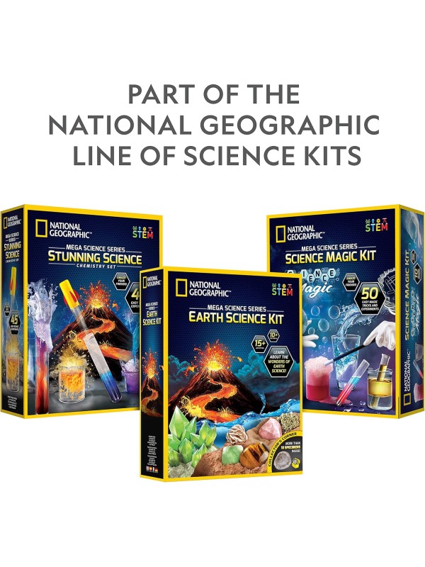 NATIONAL GEOGRAPHIC Earth Science Kit – 100+ Science Experiments & Activities for Kids, Crystal Growing, Volcano Science Kit, Rock Collection, STEM Project Toy for Boys & Girls (Amazon Exclusive)