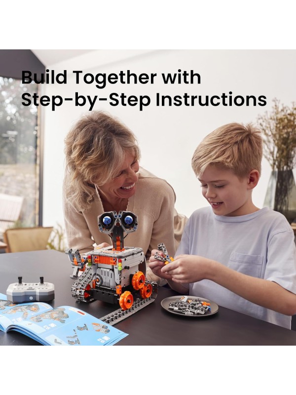 Sillbird Robot Building Kit with Remote Control STEM Gifts for Boys Ages 8-12, Technic Coding Robotic Toys for Kids Birthday, Build 5in1 Models with 488 Pieces - Blue