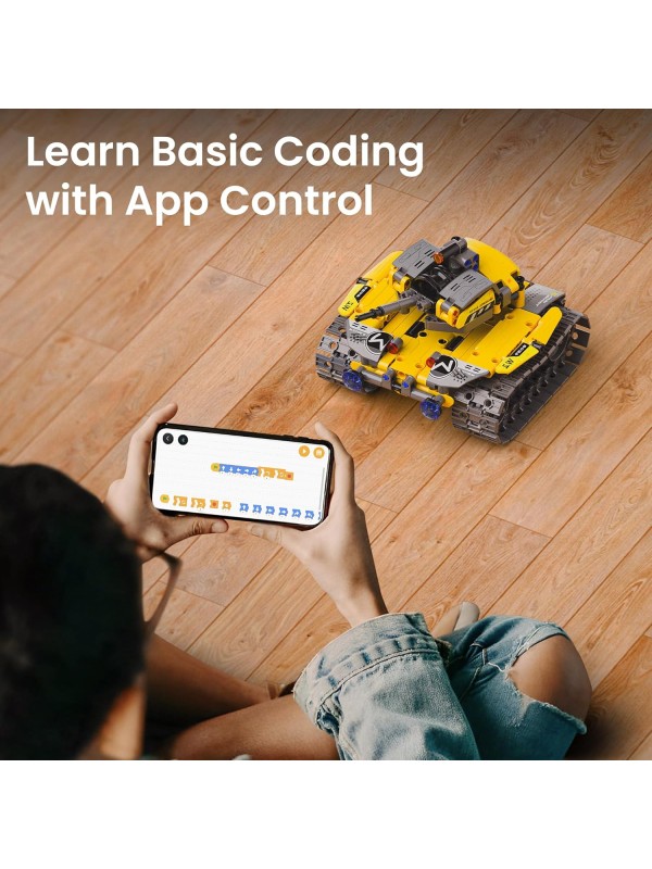 Sillbird Robot Building Kit with Remote Control STEM Gifts for Boys Ages 8-12, Technic Coding Robotic Toys for Kids Birthday, Build 5in1 Models with 488 Pieces - Blue