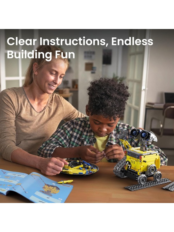 Sillbird Robot Building Kit with Remote Control STEM Gifts for Boys Ages 8-12, Technic Coding Robotic Toys for Kids Birthday, Build 5in1 Models with 488 Pieces - Blue