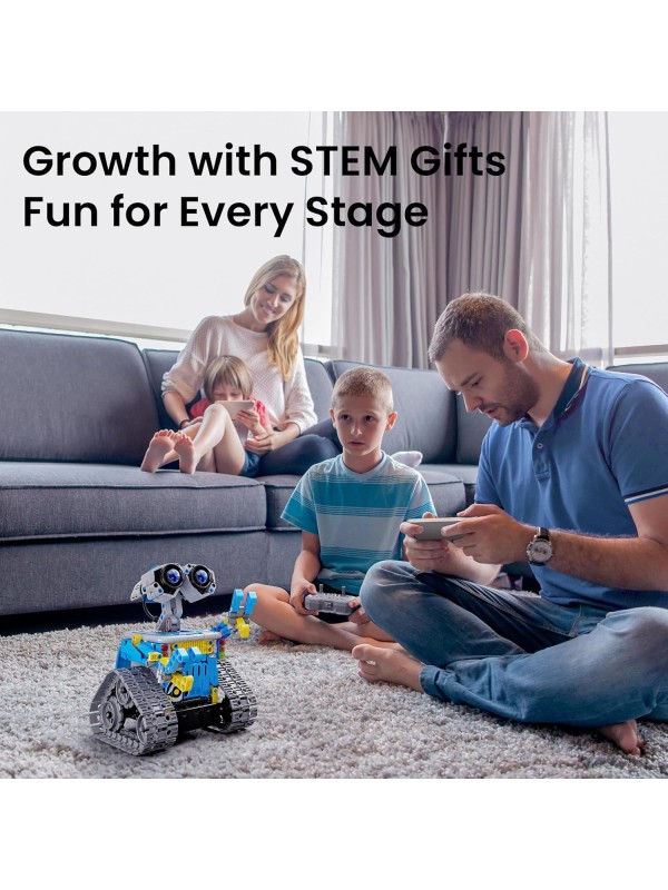 Sillbird Robot Building Kit with Remote Control STEM Gifts for Boys Ages 8-12, Technic Coding Robotic Toys for Kids Birthday, Build 5in1 Models with 488 Pieces - Blue