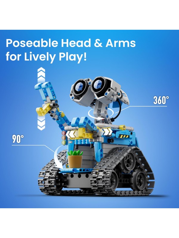 Sillbird Robot Building Kit with Remote Control STEM Gifts for Boys Ages 8-12, Technic Coding Robotic Toys for Kids Birthday, Build 5in1 Models with 488 Pieces - Blue