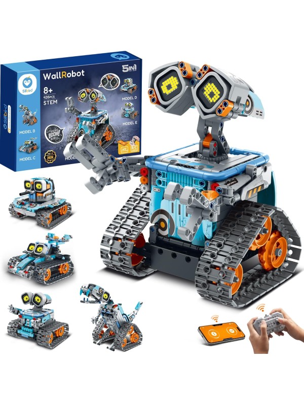 Sillbird Robot Building Kit with Remote Control for Boys Ages 8-14, STEM Coding Robotics Technic Toy Birthday Creative Gifts for Kids, Buildable 5in1 Models with 435 Pieces