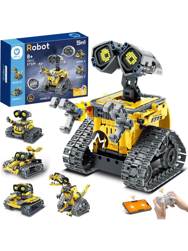 Sillbird Robot Building Kit with Remote Control for Boys Ages 8-14, STEM Coding Robotics Technic Toy Birthday Creative Gifts for Kids, Buildable 5in1 Models with 435 Pieces