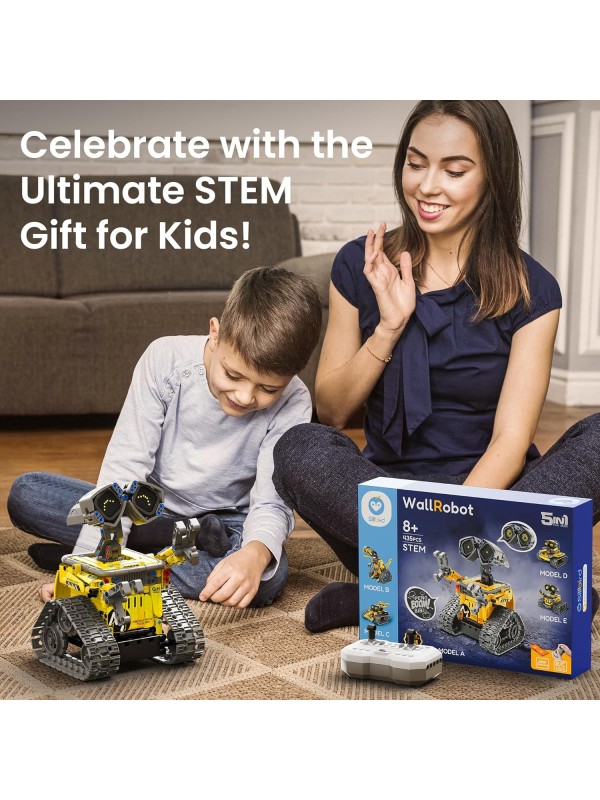 Sillbird Robot Building Kit with Remote Control for Boys Ages 8-14, STEM Coding Robotics Technic Toy Birthday Creative Gifts for Kids, Buildable 5in1 Models with 435 Pieces
