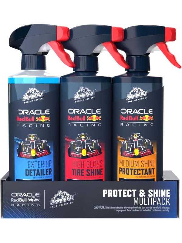 Armor All Podium Series 3-Piece Protect & Shine Car Detailing Kit Developed with Oracle Red Bull Racing, Includes Hybrid Ceramic Exterior Detailer, Tire Shine, and Interior Protectant, 16 fl oz Each