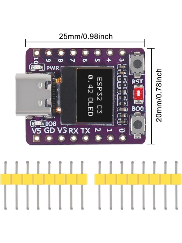 3PCS ESP32-C3 OLED Development Board with 0.42 Inch OLED Module Ceramic Antenna WiFi Bluetooth ESP32 Supermini Development Board