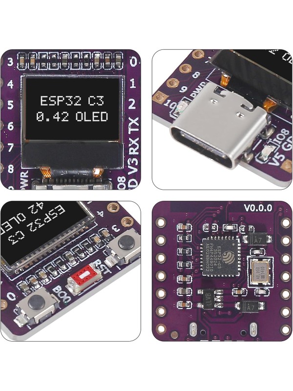 3PCS ESP32-C3 OLED Development Board with 0.42 Inch OLED Module Ceramic Antenna WiFi Bluetooth ESP32 Supermini Development Board