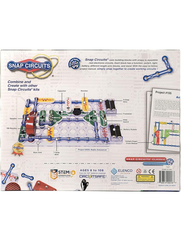 Snap Circuits Classic SC-300 Electronics Exploration Kit | Over 300 Projects | Full Color Manual Parts | STEM Educational Toy for Kids 8+ 2.3 x 13.6 x 19.3 inches