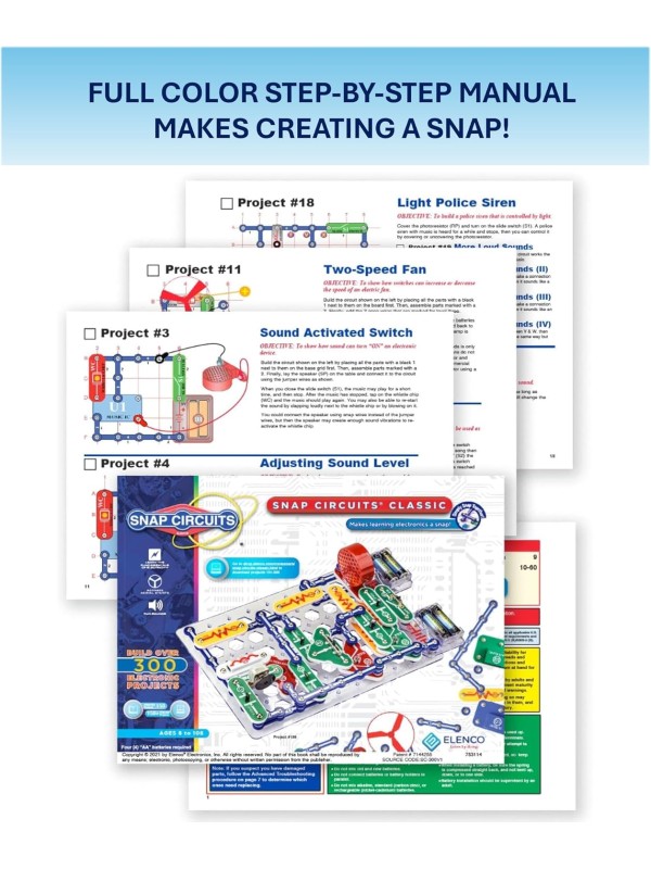 Snap Circuits Classic SC-300 Electronics Exploration Kit | Over 300 Projects | Full Color Manual Parts | STEM Educational Toy for Kids 8+ 2.3 x 13.6 x 19.3 inches