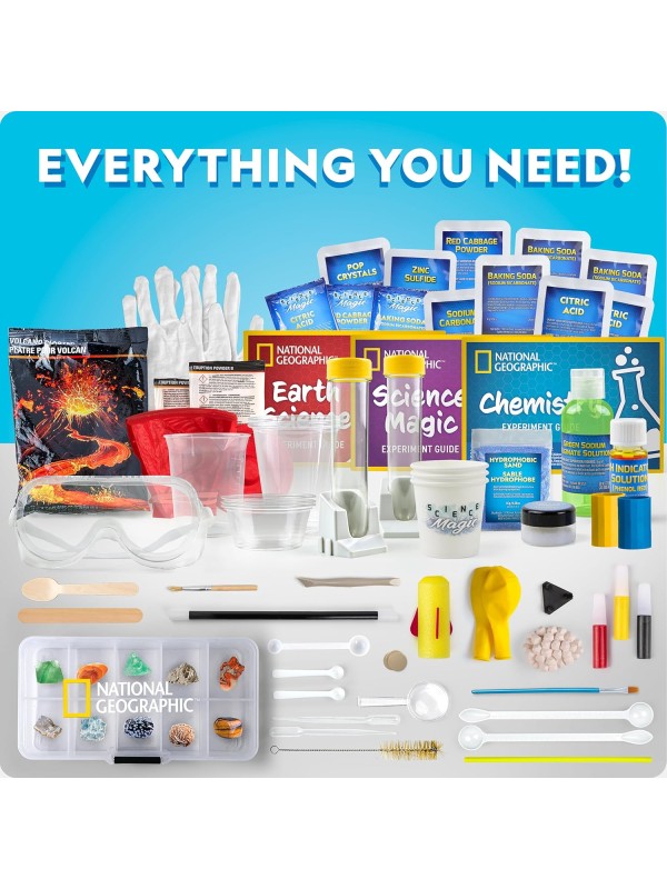 National Geographic Mega Science Lab - Science Kit for Kids with 130+ Easy Experiments, Featuring Earth Science, Chemistry Set, and Magic STEM Projects for Boys and Girls (Amazon Exclusive)
