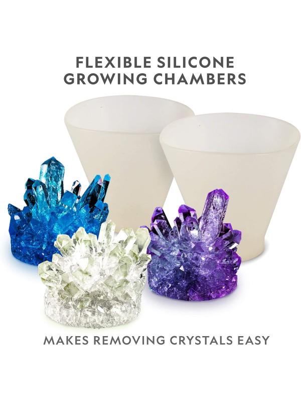 National Geographic Mega Crystal Growing Kit - Grow 6 Crystals with Light-Up Stand, Science Gifts for Kids 8-12