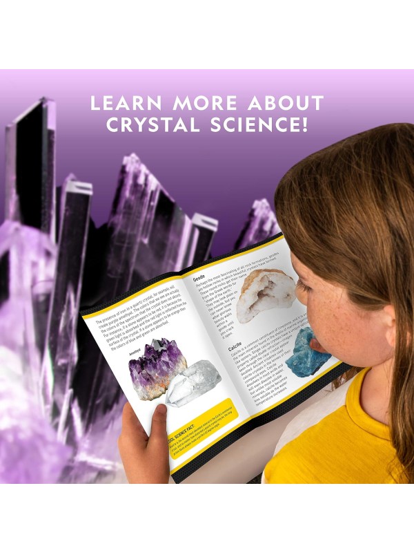 National Geographic Mega Crystal Growing Kit - Grow 6 Crystals with Light-Up Stand, Science Gifts for Kids 8-12