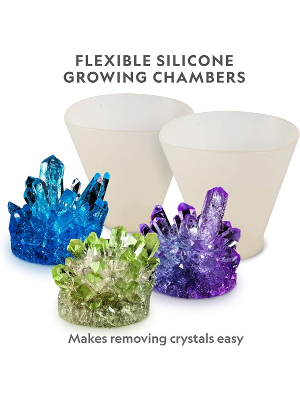 National Geographic Mega Crystal Growing Kit - Grow 6 Crystals with Light-Up Stand, Science Gifts for Kids 8-12