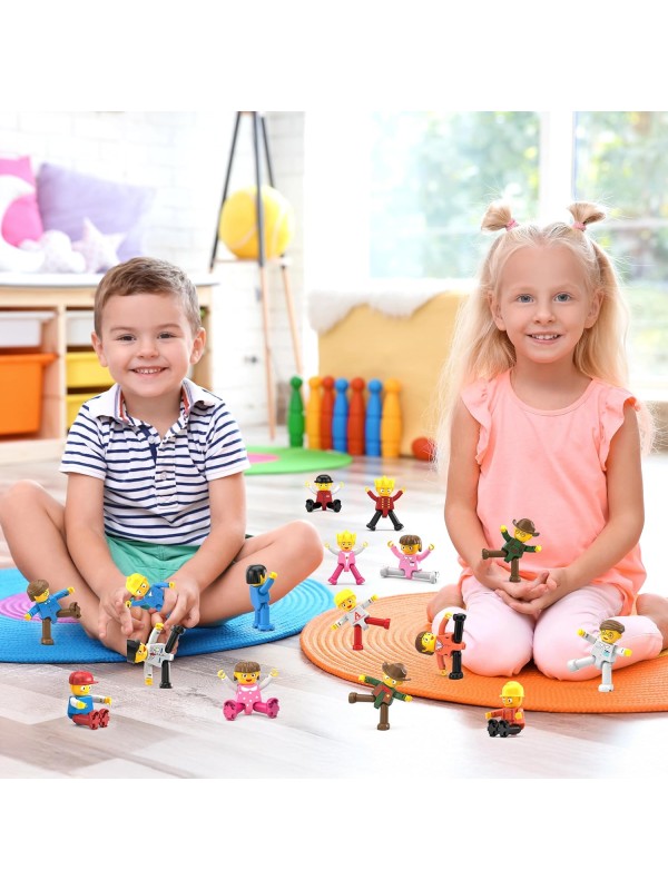 PicassoTiles Magnetic 4 Family Action Figures Toddler Toy Magnet Expansion Pack Educational Add-on STEM Learning Kit Toys Pretend Playset for Construction Building Block Tiles Child Brain Development