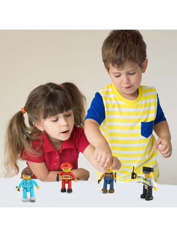 PicassoTiles Magnetic 4 Family Action Figures Toddler Toy Magnet Expansion Pack Educational Add-on STEM Learning Kit Toys Pretend Playset for Construction Building Block Tiles Child Brain Development