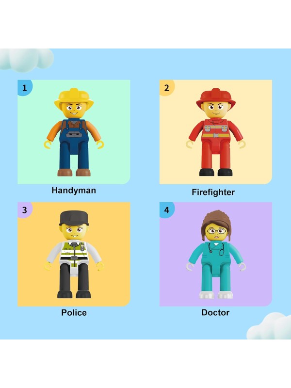 PicassoTiles Magnetic 4 Family Action Figures Toddler Toy Magnet Expansion Pack Educational Add-on STEM Learning Kit Toys Pretend Playset for Construction Building Block Tiles Child Brain Development