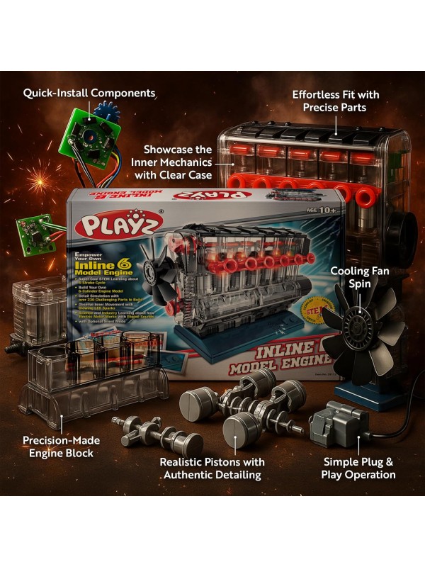 Playz V8 Combustion Engine Model Kit That Runs - Build Your Own STEM Mini V8 Model Engine Kit for Adults & Kids Age 12+, Visible V8 Mini Engine Kit That Works for Adult w/ 270 STEM Parts