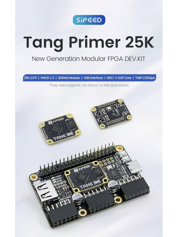 Sipeed Tang Primer 25K GW5A FPGA Development Board, 64Mbits Linux RISCV Single Board Computer, with MIPI 2.5Gbps Ethernet PMOD Port for FPGA Education, Support SDRAM HDMI Camera Module (PMOD Bundle)