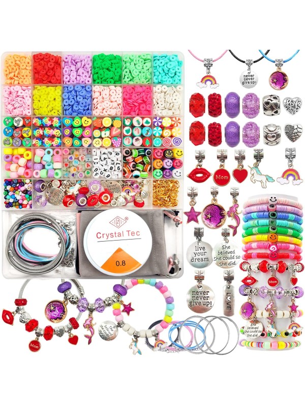 leitait Girls Toys Bracelet Making Kit -3400pcs Charm Jewelry Making Kit Supplies,Unicorn/Mermaid Crafts Birthday Christmas Gifts for Girls Ages 5 6 7 8 9 10 11 12 Years Old