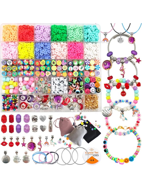 leitait Girls Toys Bracelet Making Kit -3400pcs Charm Jewelry Making Kit Supplies,Unicorn/Mermaid Crafts Birthday Christmas Gifts for Girls Ages 5 6 7 8 9 10 11 12 Years Old