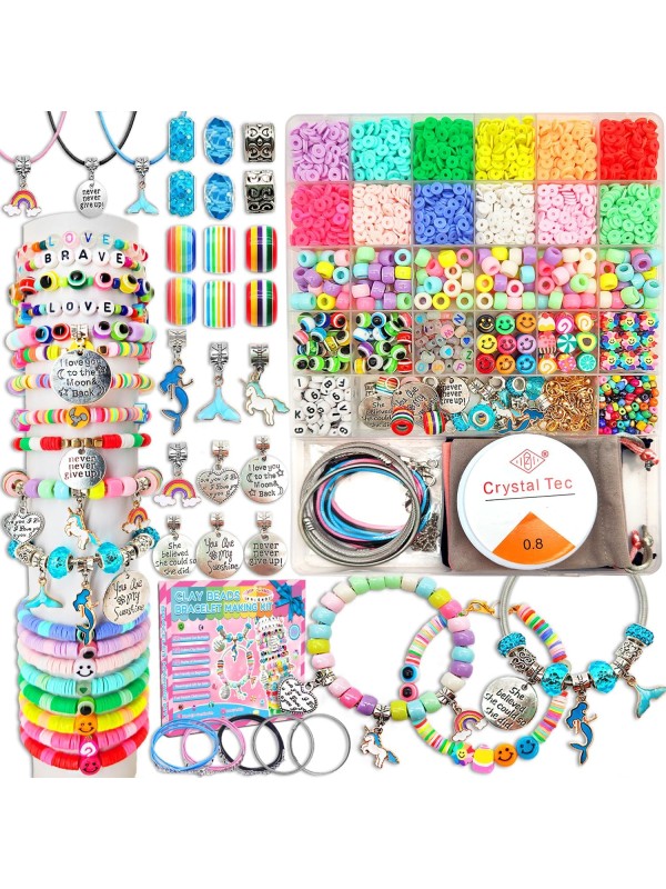 leitait Girls Toys Bracelet Making Kit -3400pcs Charm Jewelry Making Kit Supplies,Unicorn/Mermaid Crafts Birthday Christmas Gifts for Girls Ages 5 6 7 8 9 10 11 12 Years Old