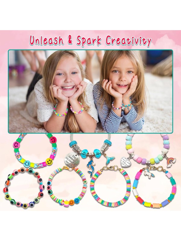 leitait Girls Toys Bracelet Making Kit -3400pcs Charm Jewelry Making Kit Supplies,Unicorn/Mermaid Crafts Birthday Christmas Gifts for Girls Ages 5 6 7 8 9 10 11 12 Years Old