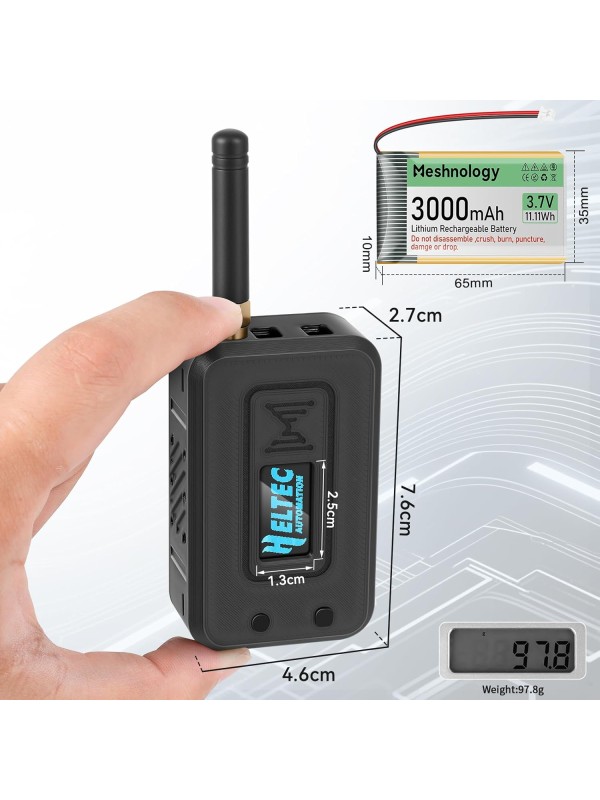 2 Set ESP32 Lo Ra V3 Module Board with 915 MHz Antenna + 3000mAh Battery + Case - Integrated WiFi Blue Tooth SX1262 CP2102 0.96” OLED Display Type C for Ar duino Lo ra Mesh Tastic IoT (N35, Black)