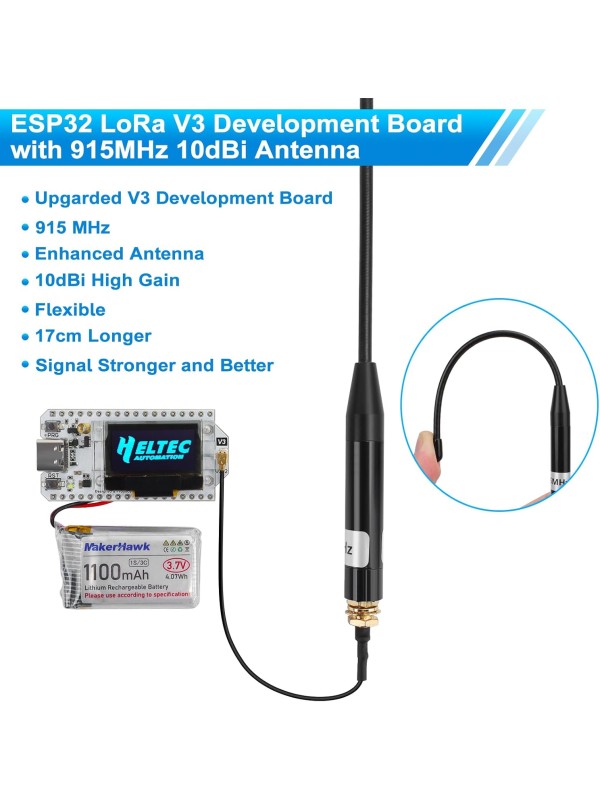 ESP32 LoRa V3 SX1262 Development Board with 0.96 inch OLED Display 240MHz CP2102 863-928 MHz Antenna for Ar duino Meshtastic LoRawan IOT (Upgraded Antenna)