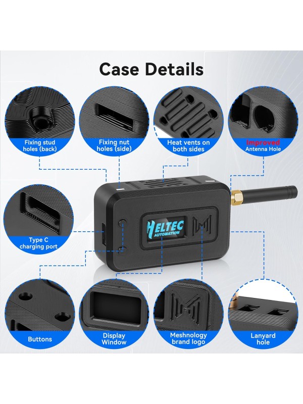 2 Set ESP32 Lo Ra V3 Module Board with 915 MHz Antenna + 3000mAh Battery + Case - Integrated WiFi Blue Tooth SX1262 CP2102 0.96” OLED Display Type C for Ar duino Lo ra Mesh Tastic IoT (N35, Black)