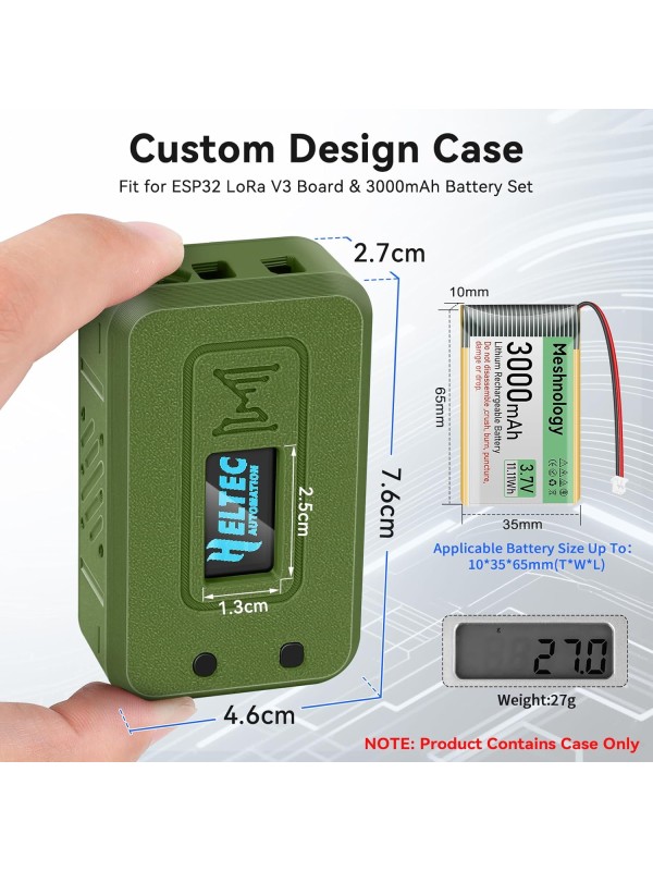 2 Set ESP32 Lo Ra V3 Module Board with 915 MHz Antenna + 3000mAh Battery + Case - Integrated WiFi Blue Tooth SX1262 CP2102 0.96” OLED Display Type C for Ar duino Lo ra Mesh Tastic IoT (N35, Black)