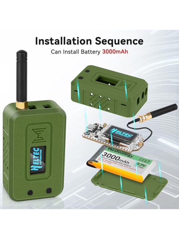 2 Set ESP32 Lo Ra V3 Module Board with 915 MHz Antenna + 3000mAh Battery + Case - Integrated WiFi Blue Tooth SX1262 CP2102 0.96” OLED Display Type C for Ar duino Lo ra Mesh Tastic IoT (N35, Black)