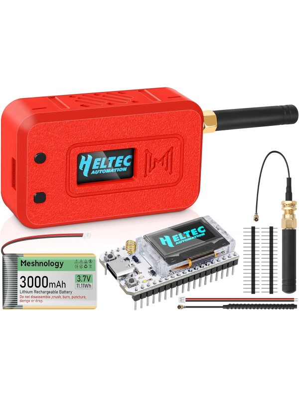 2 Set ESP32 Lo Ra V3 Module Board with 915 MHz Antenna + 3000mAh Battery + Case - Integrated WiFi Blue Tooth SX1262 CP2102 0.96” OLED Display Type C for Ar duino Lo ra Mesh Tastic IoT (N35, Black)