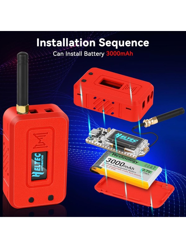 2 Set ESP32 Lo Ra V3 Module Board with 915 MHz Antenna + 3000mAh Battery + Case - Integrated WiFi Blue Tooth SX1262 CP2102 0.96” OLED Display Type C for Ar duino Lo ra Mesh Tastic IoT (N35, Black)