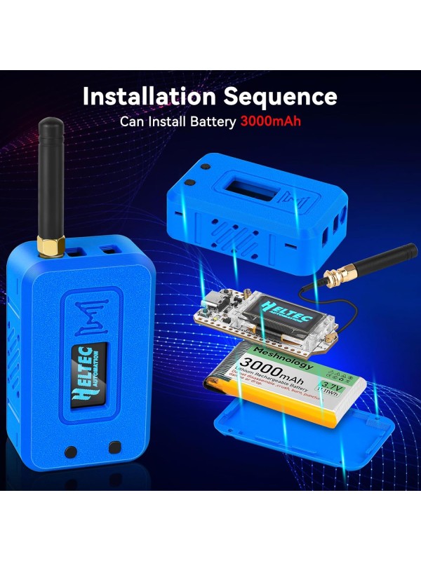 2 Set ESP32 Lo Ra V3 Module Board with 915 MHz Antenna + 3000mAh Battery + Case - Integrated WiFi Blue Tooth SX1262 CP2102 0.96” OLED Display Type C for Ar duino Lo ra Mesh Tastic IoT (N35, Black)