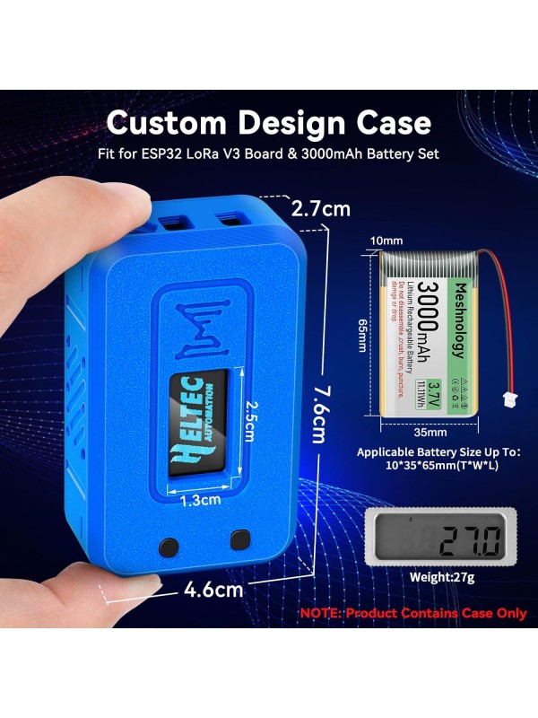 2 Set ESP32 Lo Ra V3 Module Board with 915 MHz Antenna + 3000mAh Battery + Case - Integrated WiFi Blue Tooth SX1262 CP2102 0.96” OLED Display Type C for Ar duino Lo ra Mesh Tastic IoT (N35, Black)